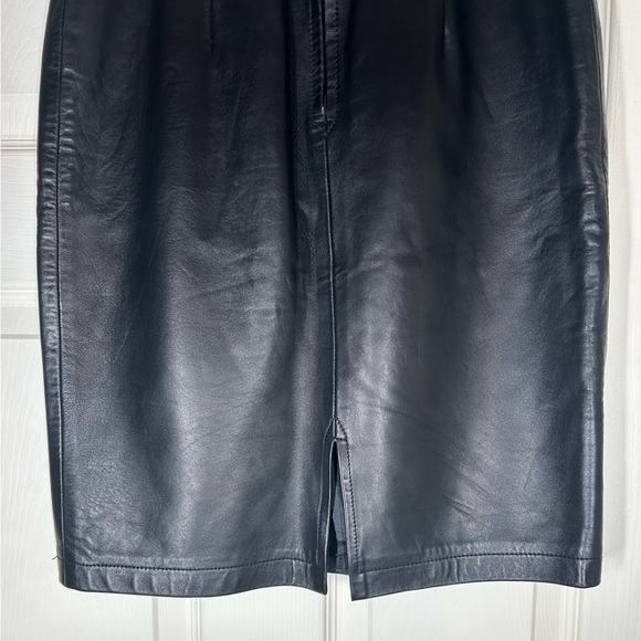 Vintage 80’s 90’s Maxima For Ann Taylor Black Leather Pencil Skirt Size 6 - Picture 3 of 12